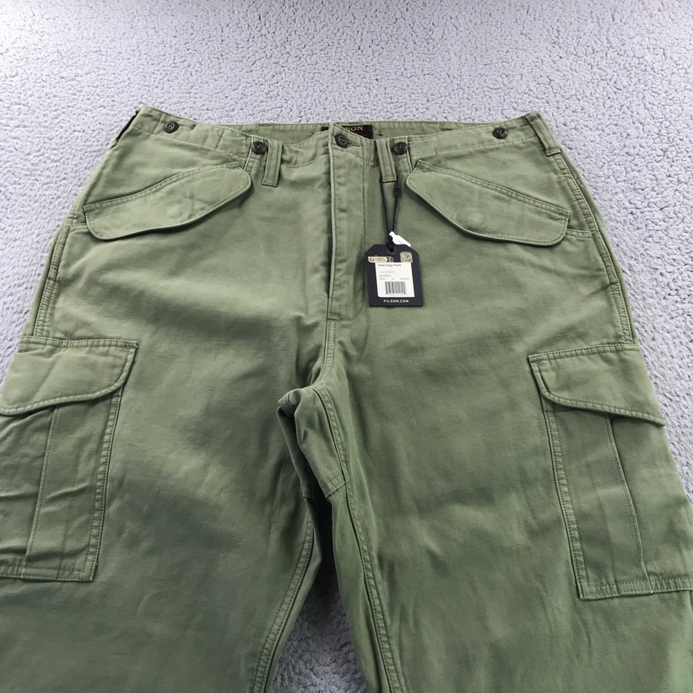 Filson Pants Mens 36x32 Green Field Cargo Sateen Retro WWII Era Military NEW